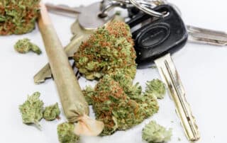 Marijuana and Driving - Don’t Drive High - Car Keys and Cannabis representing other types of DUI.